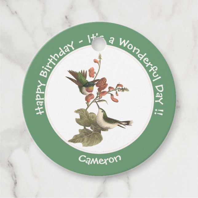 Ruby-throated Hummingbird, Birthday eller Annan Pa Gåvor Etiketter (Framsida)