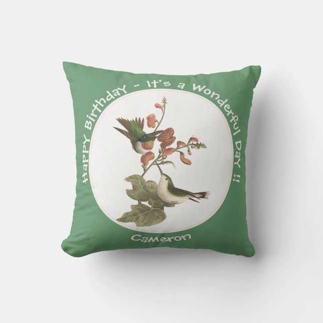 Ruby-throated Hummingbird, Birthday eller Annan Pa Kudde (Framsida)