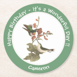 Ruby-throated Hummingbird, Birthday eller Annan Pa Underlägg Papper Rund
