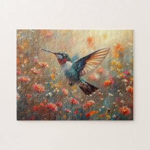 Ruby-Throated Hummingbird Blommigt Pussel