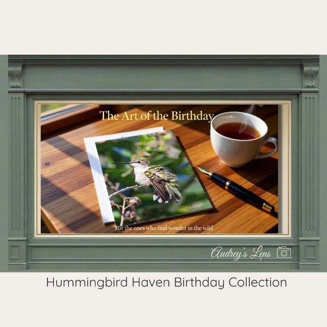 Ruby-Throated Hummingbird Fine Art Birthday Card Julkort (Skapare uppladdad)