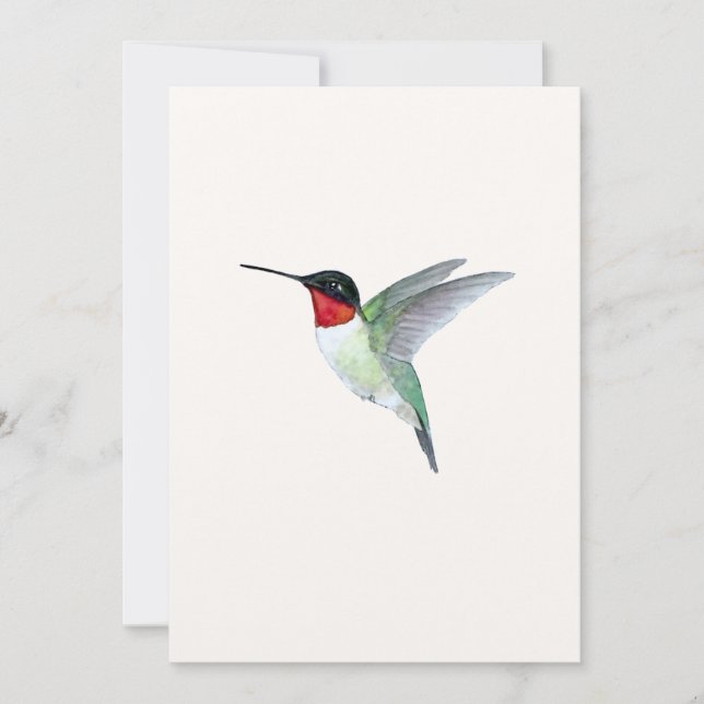 Ruby-throated Hummingbird Flat Greeting Card Kort (Framsida)