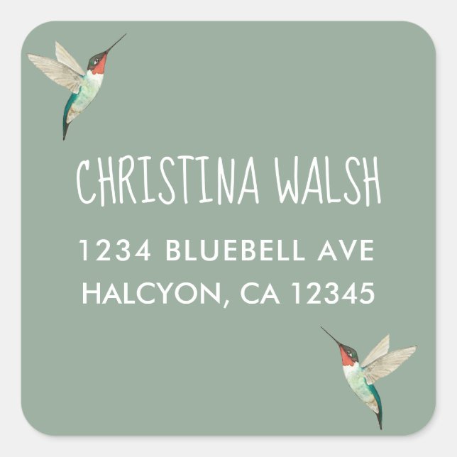 Ruby-throated Hummingbird Fyrkantigt Klistermärke (Framsida)