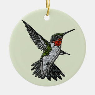 Ruby Throated Hummingbird Julgransprydnad Keramik