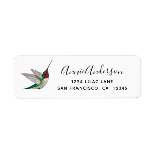 Ruby-throated Hummingbird Label Returadress Etikett