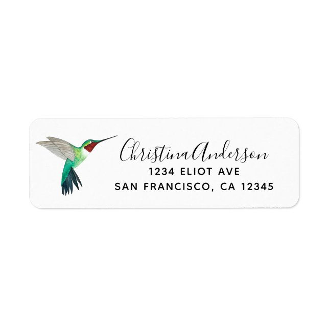 Ruby-throated Hummingbird Label Returadress Etikett (Framsidan)