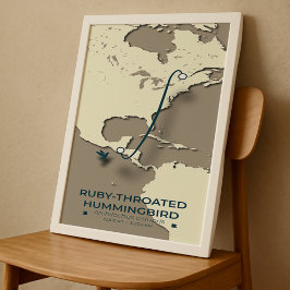 Ruby-throated Hummingbird Migration Karta - Minima Poster