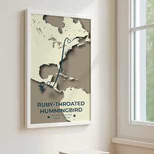 Ruby-throated Hummingbird Migration Karta Poster
