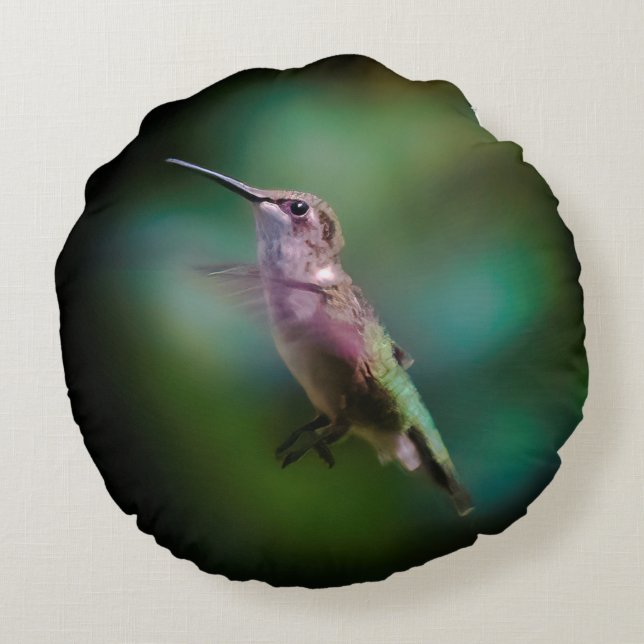 Ruby-throated Hummingbird - Original Photograph Rund Kudde (Baksidan)