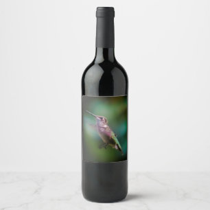 Ruby-throated Hummingbird - Original Photograph Vinflaska Etikett