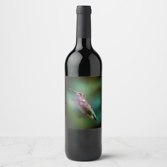 Ruby-throated Hummingbird - Original Photograph Vinflaska Etikett (Framsida)