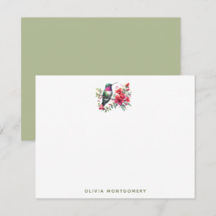 Ruby-Throated Hummingbird Red Flowers Personal Anteckningskort