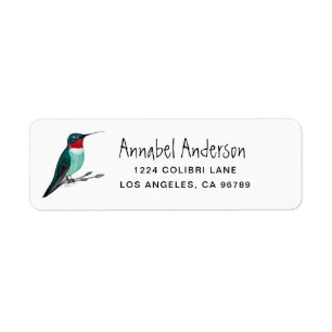 Ruby-throated Hummingbird Returadress Etikett
