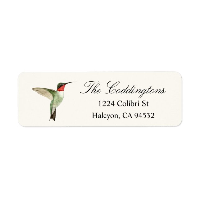 Ruby-throated Hummingbird Returadress Etikett (Framsidan)