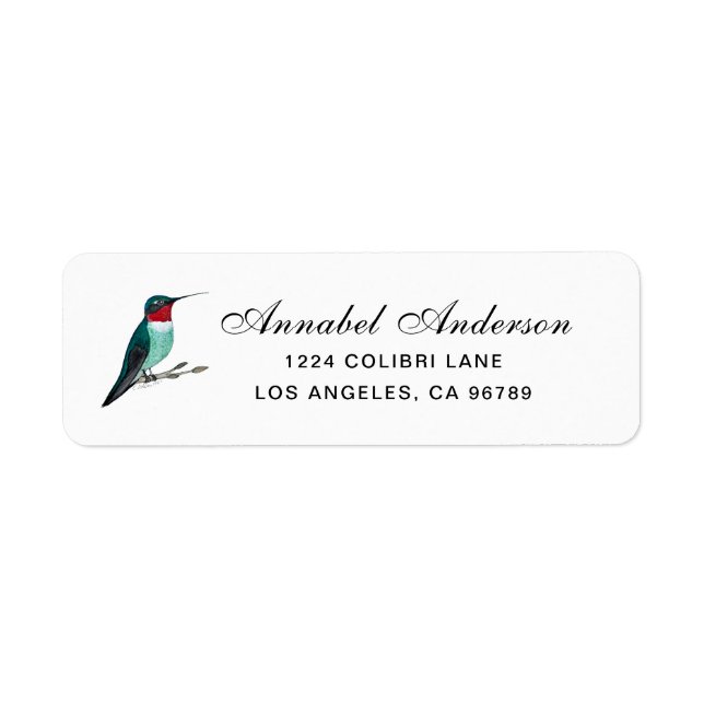 Ruby-throated Hummingbird Returadress Etikett (Framsidan)