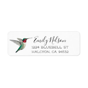 Ruby-throated Hummingbird Returadress Etikett