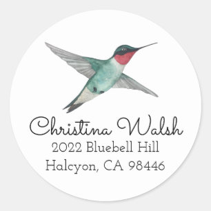 Ruby-throated Hummingbird returadress Runt Klistermärke