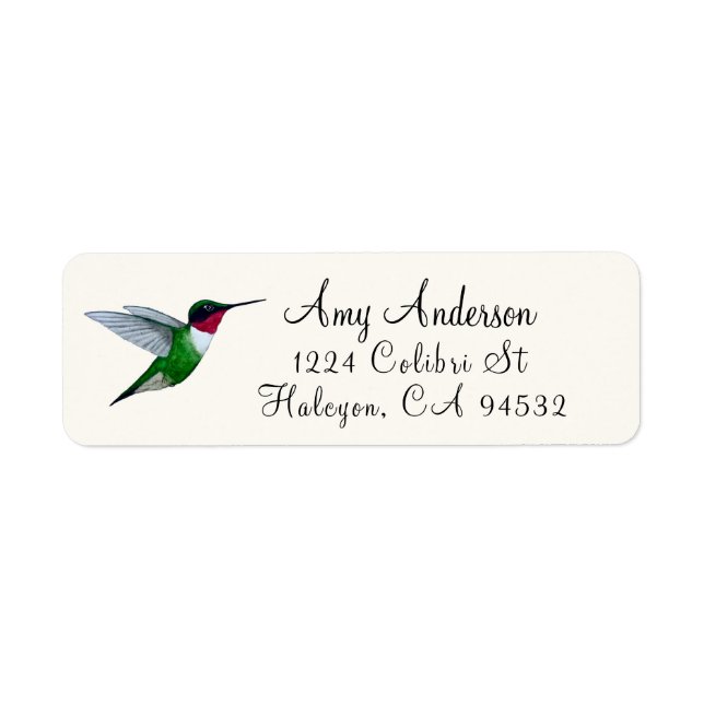 Ruby-throated Hummingbird Return Address Label Returadress Etikett (Framsidan)