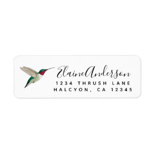 Ruby-throated Hummingbird return address Label Returadress Etikett