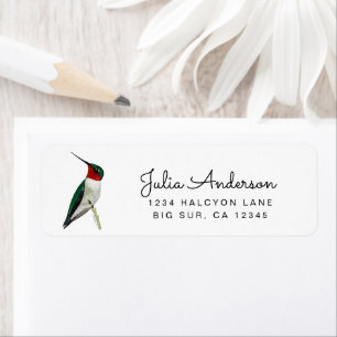 Ruby-throated Hummingbird return address Label Returadress Etikett
