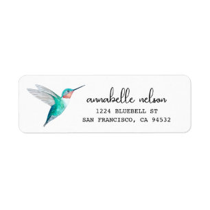 Ruby-throated Hummingbird Return Address Label Returadress Etikett