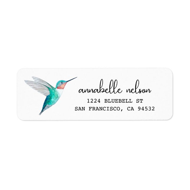 Ruby-throated Hummingbird Return Address Label Returadress Etikett (Framsidan)