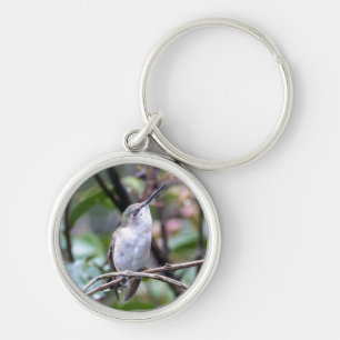 Ruby-Throated Hummingbird Rund Silverfärgad Nyckelring