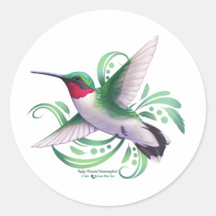 Ruby Throated Hummingbird Runt Klistermärke