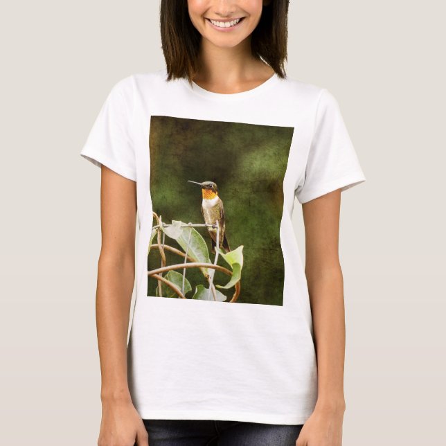 Ruby Throated Hummingbird T Shirt (Framsida)