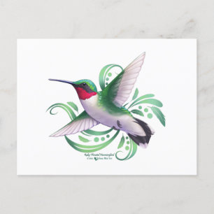 Ruby Throated Hummingbird Vykort