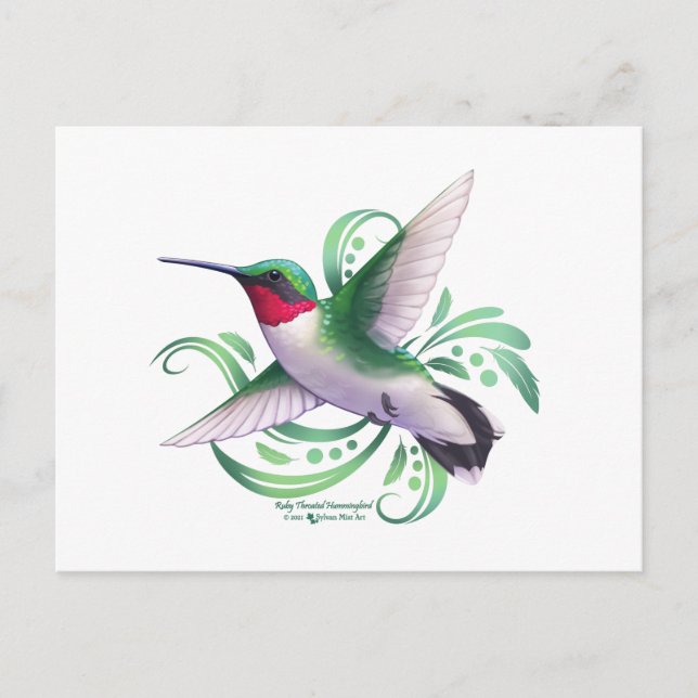 Ruby Throated Hummingbird Vykort (Framsida)