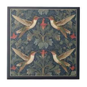 Ruby-throated hummingbird William Morris stil Kakelplatta