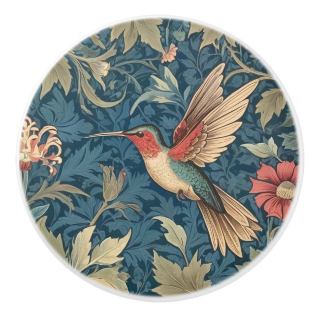 Ruby-throated hummingbird William Morris stil Knopp (Framsidan)
