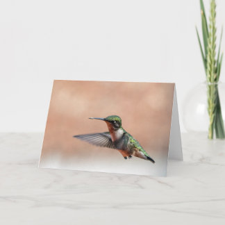 Ruby Throby Hummingbird Blank Note Card Kort