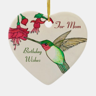 Ruby Throby Hummingbird for Mamma Birthday Önskem Julgransprydnad Keramik
