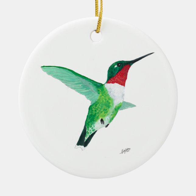Ruby-trottoaren Hummingbird jul Ornament (Framsidan)