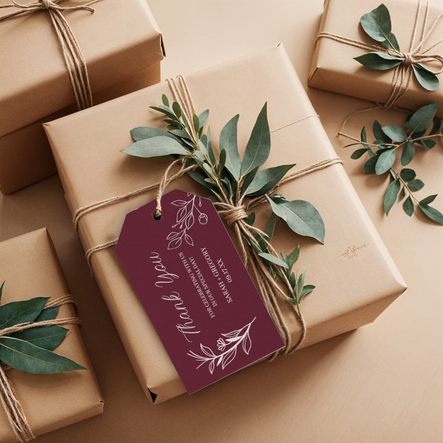 Ruby Vin Simple Boho Blommigt Tack Favor Presentetikett (Skapare uppladdad)