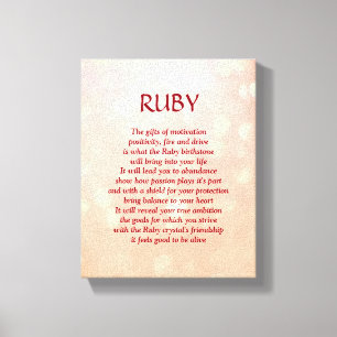 Rubybirthstone - kanfas för Juli diktkonst Canvastryck