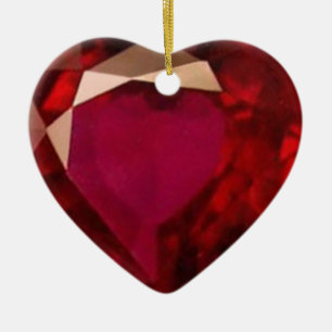 Rubyhjärta Julgransprydnad Keramik