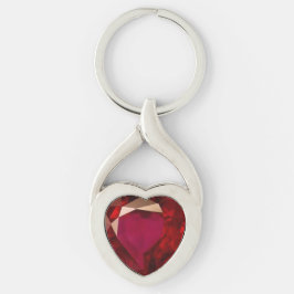 Rubyhjärta Twisted Heart Silverfärgad Nyckelring