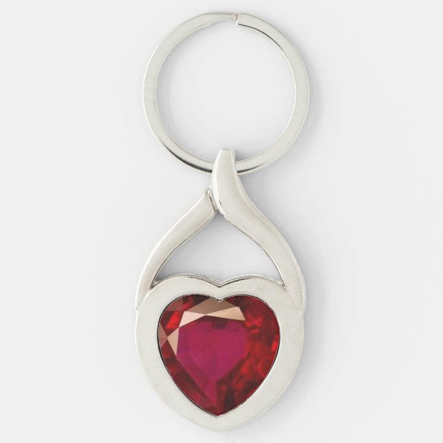 Rubyhjärta Twisted Heart Silverfärgad Nyckelring (Framsidan)