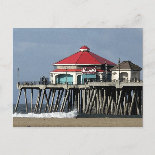 Rubys Middag Huntington Beach Pier Postcard Vykort (Framsida)