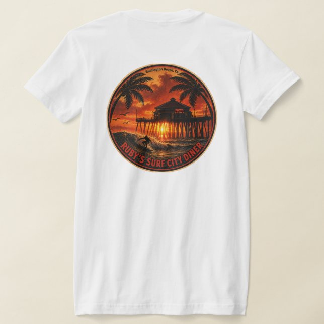 Rubys Surf City Diner  T Shirt (Laydown Baksida)