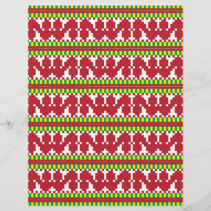 Rucava Red and white folk art geometric mönster I