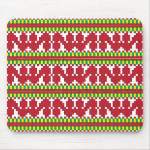 Rucava Red and white folk art geometric mönster I Musmatta