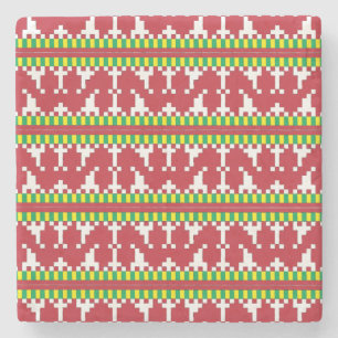 Rucava Red and white folk art geometric mönster I Underlägg Sten