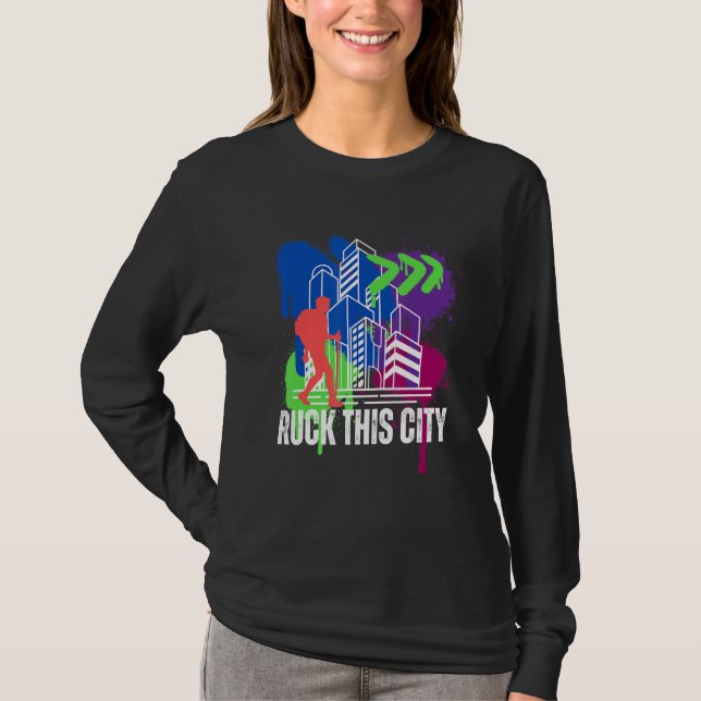 Ruck This City Urban Hiking Rucksack Backpack Work T Shirt (Framsida)