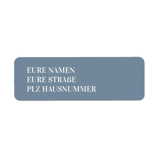 Rücksende-Aufkleber Hochzeit Dusty Blue 01 Returadress Etikett (Framsidan)