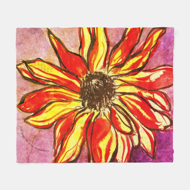 *'Rudbeckia Ablaze' Fleecefilt (Framsidan (Horisontell))