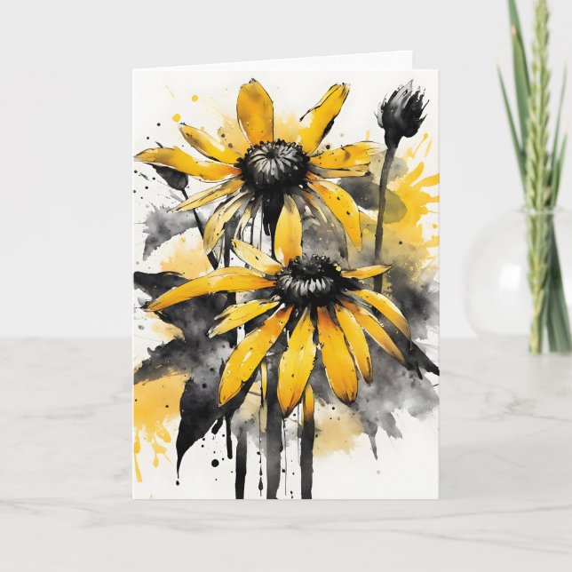 Rudbeckia - Akvarellblommor Kort (Framsida)